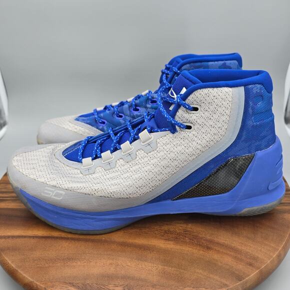 Under Armour Curry 3 Shoes Men\'s 12 Blue Gray Athletic Basketball Sneakers